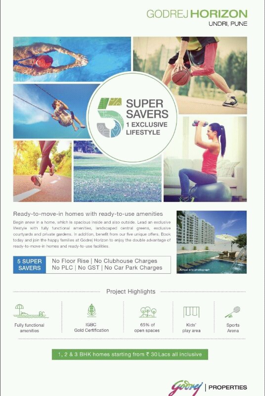 Home buyers now enjoy the benefit of 5 super savers offer at Godrej Horizon in Pune